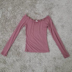 Ruched Lettuce-Trim Off-Shoulder Top